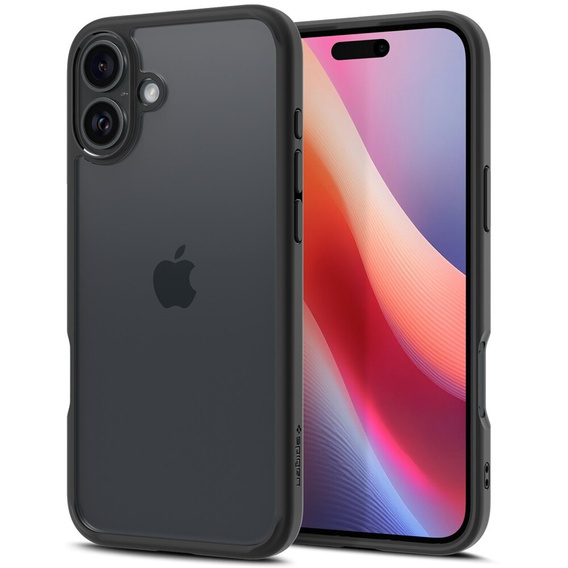 Carcasa Spigen pentru iPhone 16 Plus, Ultra Hybrid, negru + sticlă temperată 9H