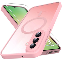 Husă pentru Samsung Galaxy A56 5G, pentru MagSafe, ERBORD Matt Case, roz + sticlă pentru ecran