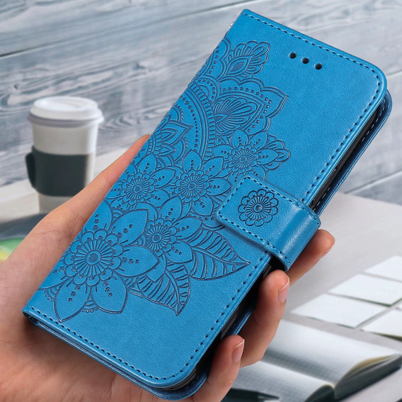 Cu clapetă pentru Samsung Galaxy A54 5G, Mandala Flower, albastru