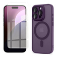 Husă pentru iPhone 16 Pro Max, pentru MagSafe, ERBORD Matt Case, violet închis + sticlă pentru ecran