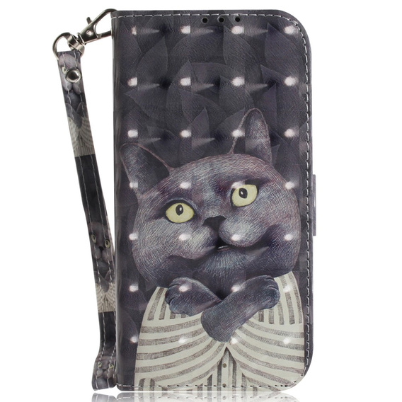 Cu clapetă pentru Xiaomi Redmi Note 13 5G, Wallet, Cat gri