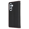 Cu clapetă pentru Samsung Galaxy S24 FE, Litchi Skin Grain, negru
