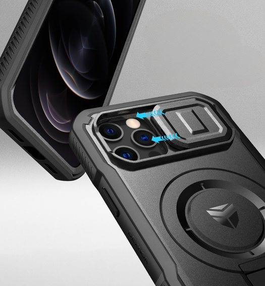 Husă blindată pentru iPhone 12 / iPhone 12 Pro, Dexnor CamProtect MagSafe, negru (Două rame)
