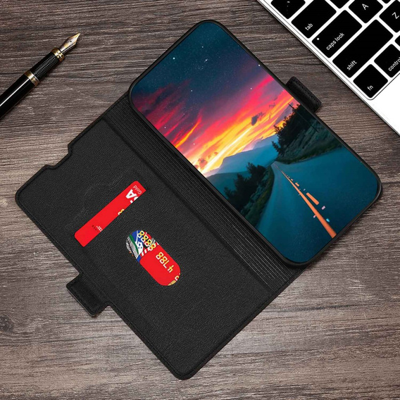 Cu clapetă pentru Oppo A57s, Wallet Thin Magnet, negru