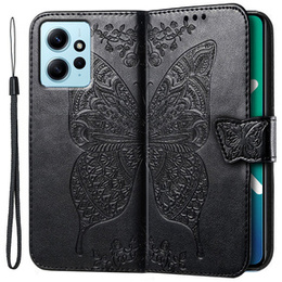 Cu clapetă pentru Xiaomi Redmi Note 12 4G, Butterfly, negru