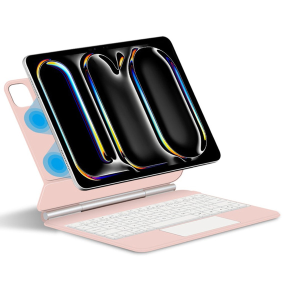 Husă de tastatură pentru iPad Pro 13" 2024, Magnetic Keyboard Touchpad, roz