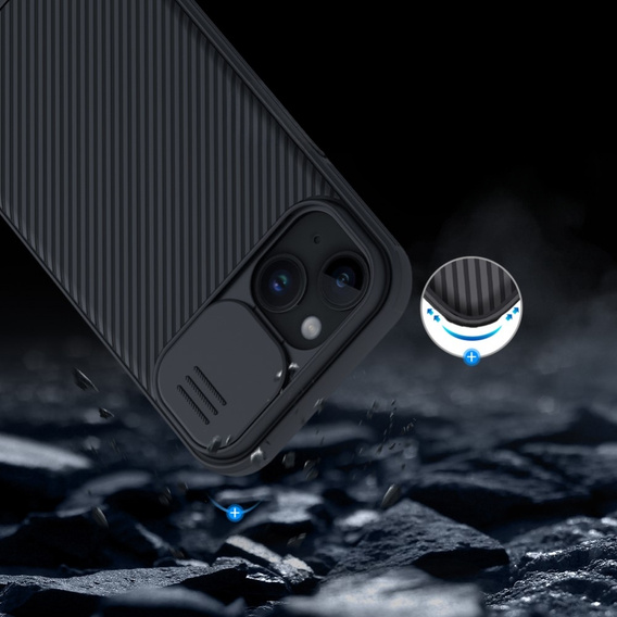 Carcasă blindată Nillkin pentru iPhone 15 Plus, CamShield Pro, negru