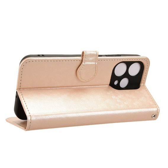 Husă tip portofel Rhombus pentru Oppo Reno 15, auriu