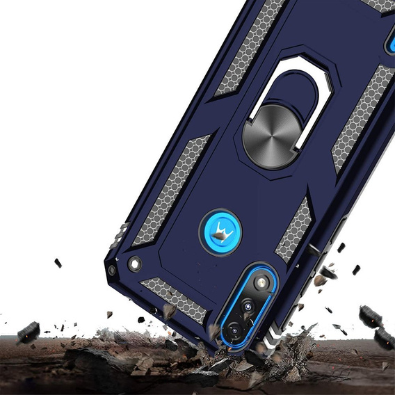 Husă blindată pentru Motorola Moto E7 Power / E7i Power, Nox Case Ring, albastru închis