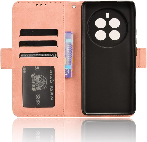 Cu clapetă pentru Realme 12+ Plus 5G, Card Slot, roz