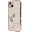 Husă pentru iPhone 15 Plus, Glitter Flower, roz rose gold