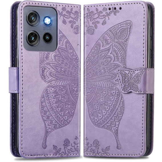 Cu clapetă pentru Motorola Edge 50 Neo / Motorola ThinkPhone 25, Butterfly, violet
