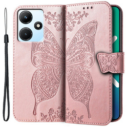 Cu clapetă pentru Infinix Hot 30i, Butterfly, roz rose gold