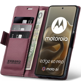ERBORD Portofel Glossy Litchi cu clapetă pentru Motorola Edge 60 Pro