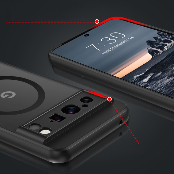 Husă pentru Google Pixel 8 Pro, pentru MagSafe, ERBORD Matt Case, negru