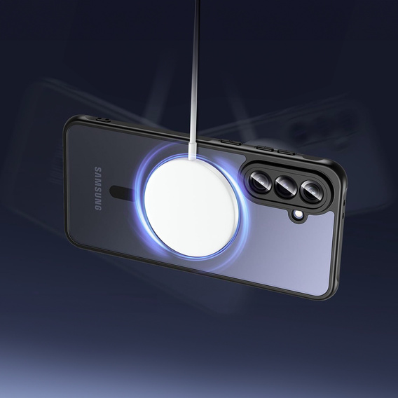 Husă pentru Samsung Galaxy S24, pentru MagSafe, ERBORD Matt Case, negru + sticlă pentru ecran