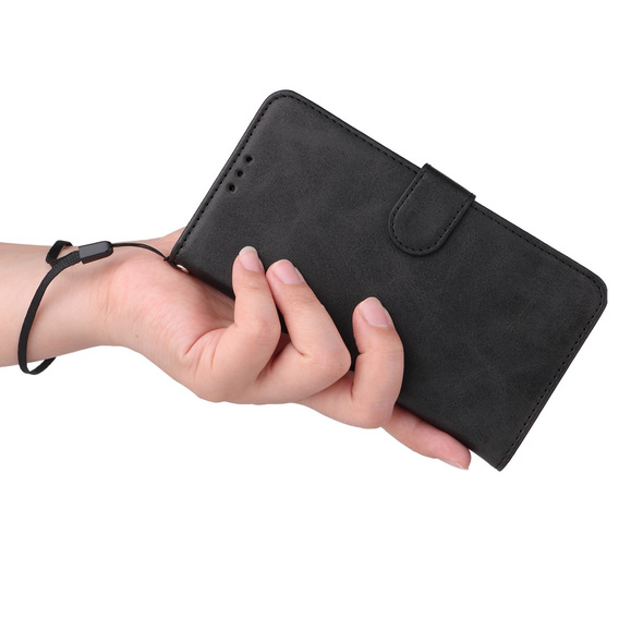 Cu clapetă pentru Realme C67, Leather Wallet, negru