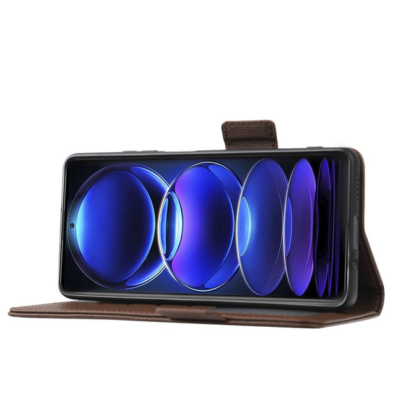 Cu clapetă pentru Xiaomi Redmi Note 12 5G / POCO X5 5G, Wallet Litchi Magnet, maro