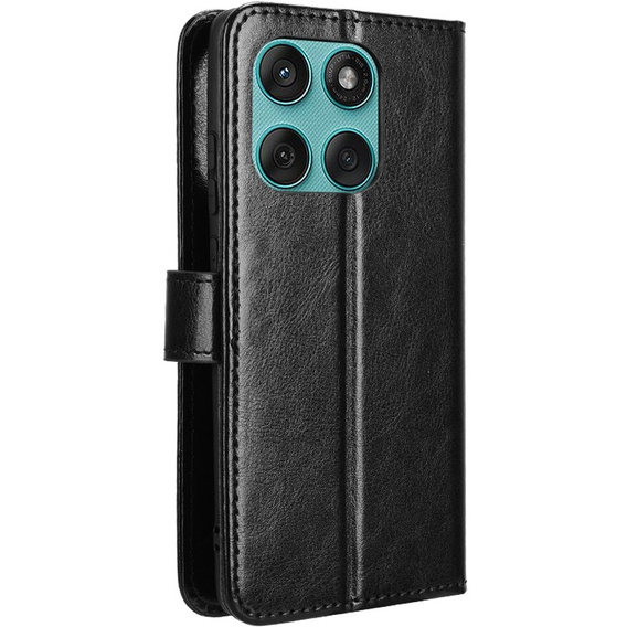 Cu clapetă pentru Motorola Edge 60 / 60 Fusion, Crazy Horse Wallet, negru
