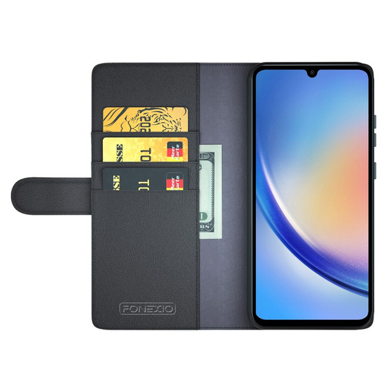 Husa cu clapetă pentru Samsung Galaxy A35 5G, Split Leather, negru