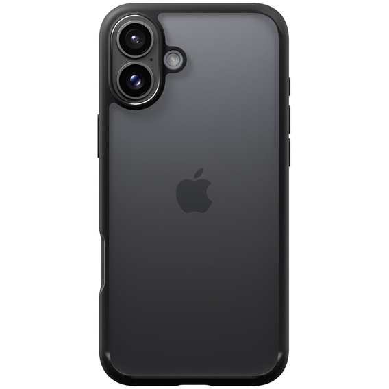 Carcasa Spigen pentru iPhone 16, Ultra Hybrid, transparent / negru + sticlă temperată 9H