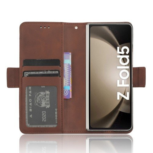 Cu clapetă pentru Samsung Galaxy Z Fold 5 5G, Card Slot, maro