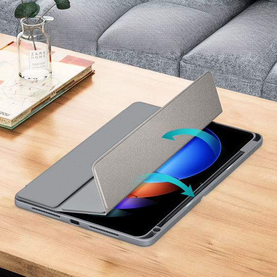 Husă pentru Xiaomi Pad 6S Pro 12.4, Smartcase Hybrid, cu spațiu pentru stylus, gri