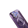 Cu clapetă pentru iPhone 14 Pro Max, RFID Wallet MagSafe CamShield, violet