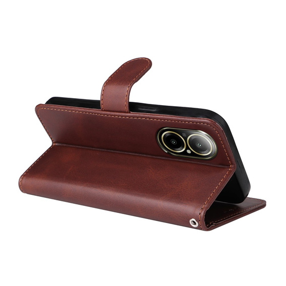 Cu clapetă pentru Realme C67, Leather Wallet, maro