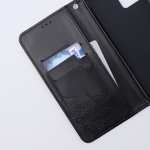 Cu clapetă pentru Motorola Moto G54 5G, Mandala, negru