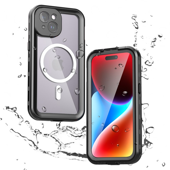 Carcasă impermeabilă IP68 pentru iPhone 15, SHELLBOX MagSafe, negru