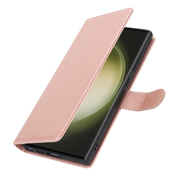 Husă cu clapetă pentru Samsung Galaxy S23 Ultra, portofel, pentru MagSafe, roz rose gold