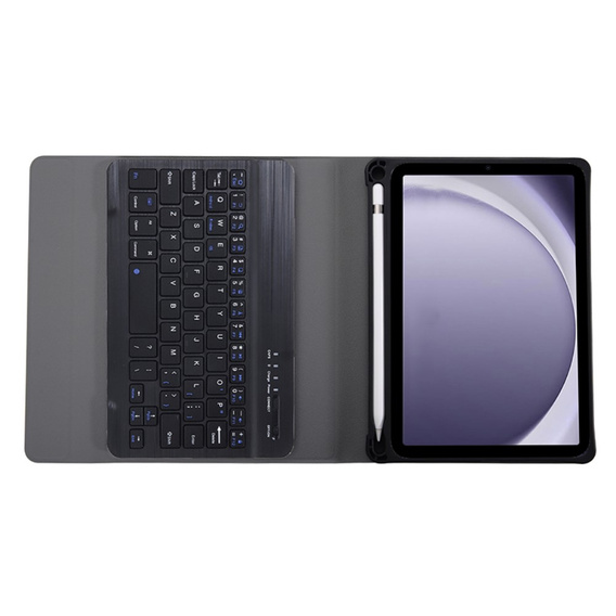 Carcasă + tastatură Samsung Galaxy Tab A9, Leather Pen Slot, negru
