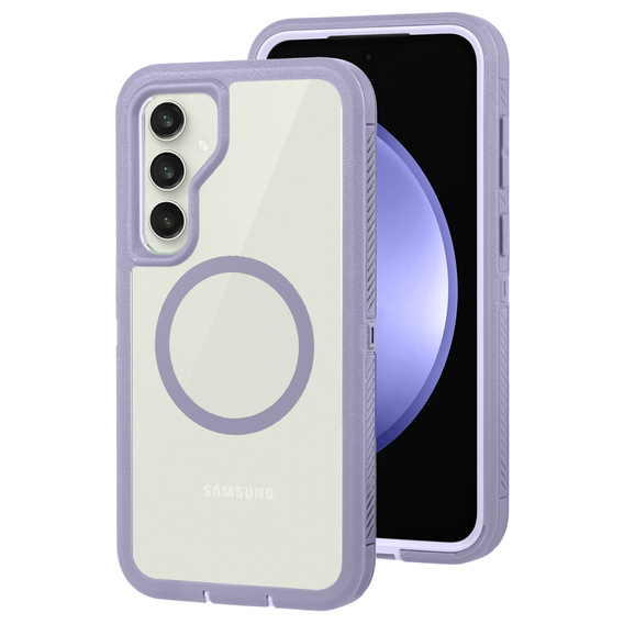 Carcasă cu ramă pentru Samsung Galaxy S23 FE, pentru MagSafe, transparent / violet