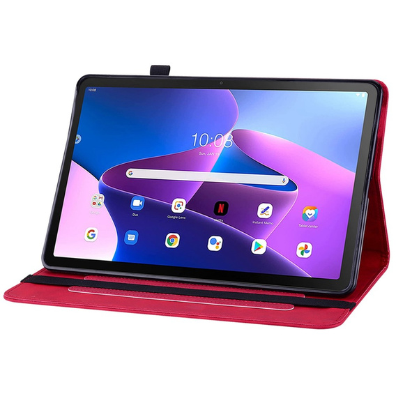 Husa pentru Lenovo Tab M10 10.1 Gen 3, Wallet Pen Slot, roșu