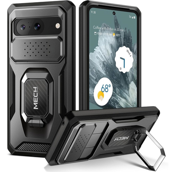 Carcasă pentru Google Pixel 8, seria Tongate MECH cu suport, negru