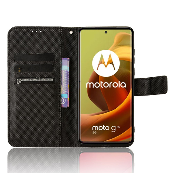 Cu clapetă pentru Motorola Moto G85, Wallet Smart Magnet, negru