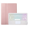 Husă cu tastatură bluetooth touchpad iluminată pentru iPad 10.9" 2022 (10 gen.), roz