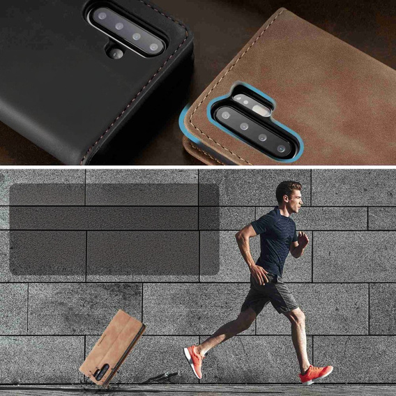 Husa CASEME pentru Huawei P30 Pro, Leather Wallet Case, maro