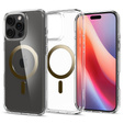 Carcasă MagSafe Spigen pentru iPhone 16 Pro, Ultra Hybrid, transparent / auriu + 9H Tempered Glass