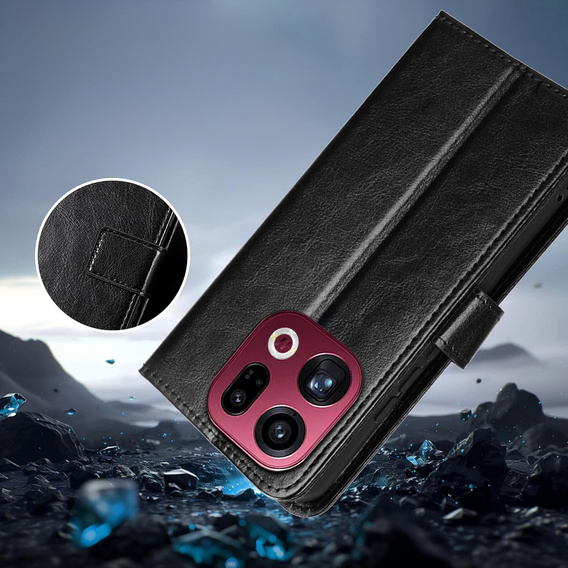 Husă tip portofel Crazy Horse pentru Oppo Find X9