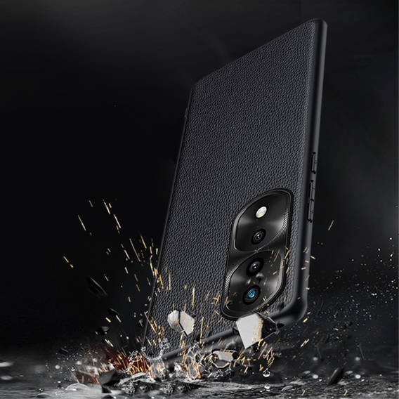 Husă din piele pentru Honor 70 5G, leather hybrid, negru