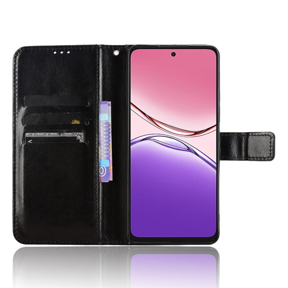 Cu clapetă pentru Oppo A5 Pro 5G, Crazy Horse Wallet, negru