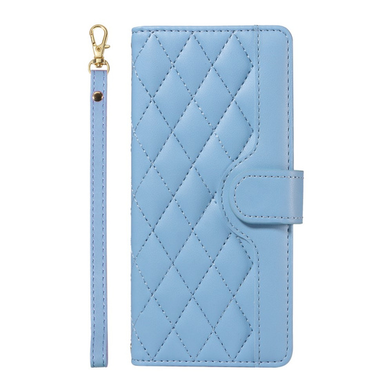 Husă cu clapetă pentru iPhone 16E, Rhombus Crossbody Leather, albastru