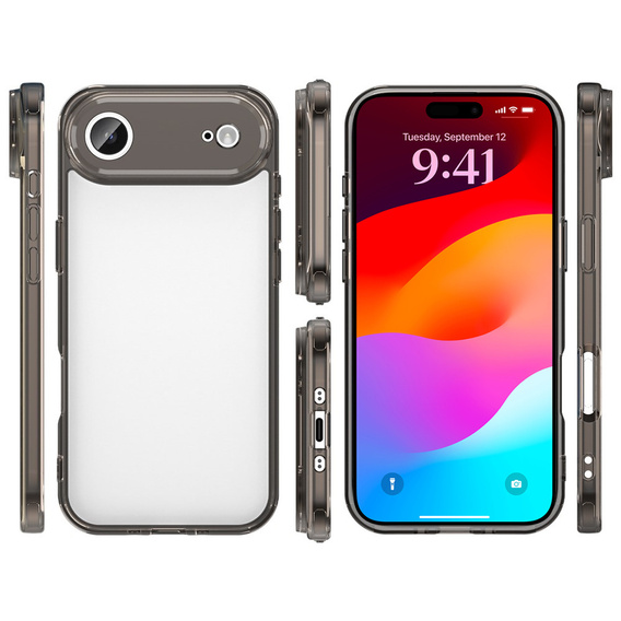 Husă din silicon pentru iPhone Air, cu spate dur, negru fumuriu
