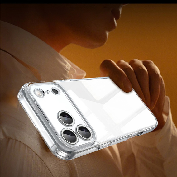 Manșon din silicon pentru iPhone 17 Pro Max, cu spate dur, transparent