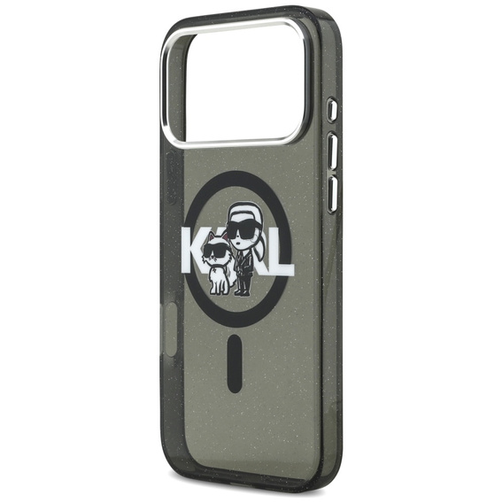 Husă MagSafe Karl Lagerfeld IML Glitter Karl & Choupette Sketch Logo pentru iPhone 17 Pro Max