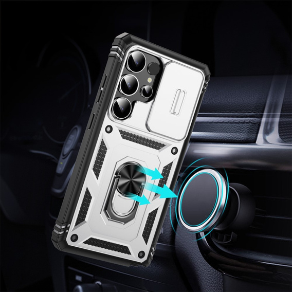 Husă pentru Samsung Galaxy S25 Ultra, KickStand Camera Lens, alb
