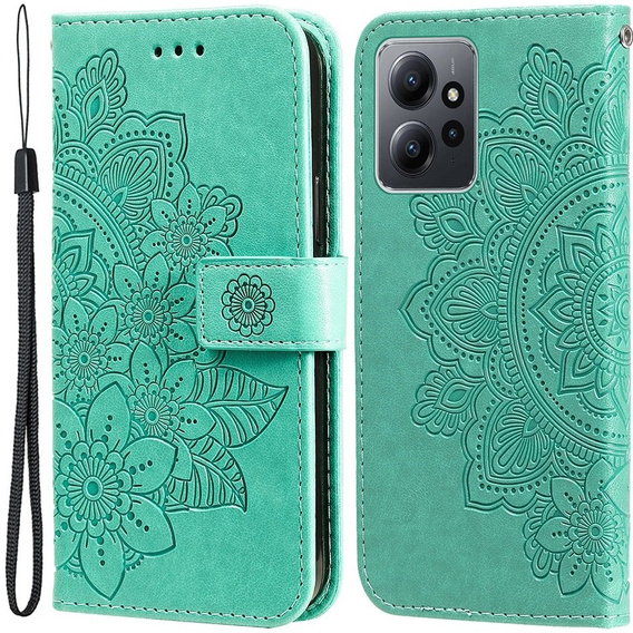 Cu clapetă pentru Xiaomi Redmi Note 12 4G, Mandala Flower, verde
