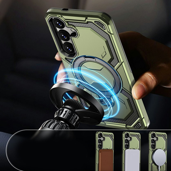 Husă magnetică cu suport pentru Samsung Galaxy A57 5G, verde